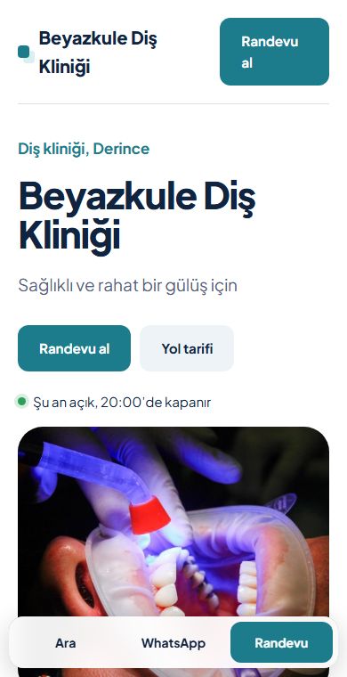 Örnek web sitesi, telefon görünümü